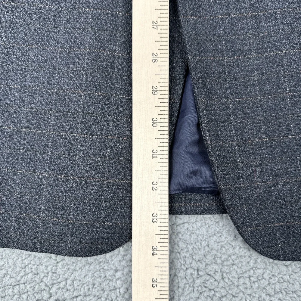 Pronto Uomo‎ Wool Silk Blazer Men 46L Windowpane Plaid 3 Button Made in Italy